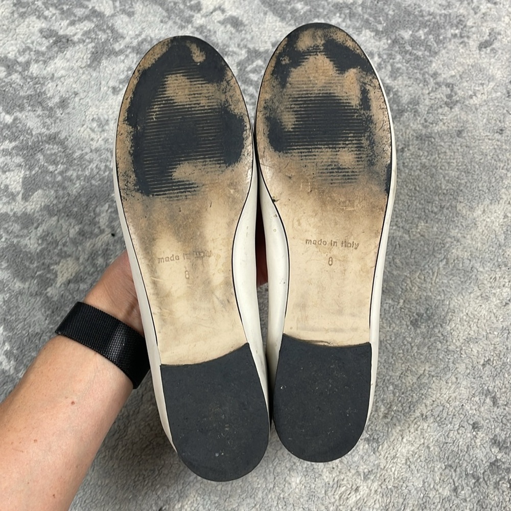 Valentino Calliope Leather Ballet Flats V Medallion Ivory Cream Sz 8 - Picture 13 of 14